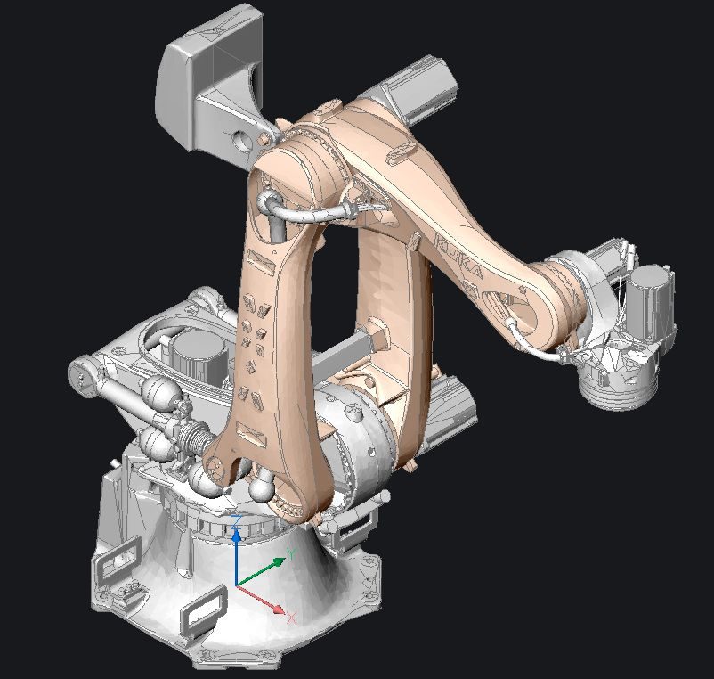 Modello 3D di un robot KUKA semplificato con 3D STEP Simplifier